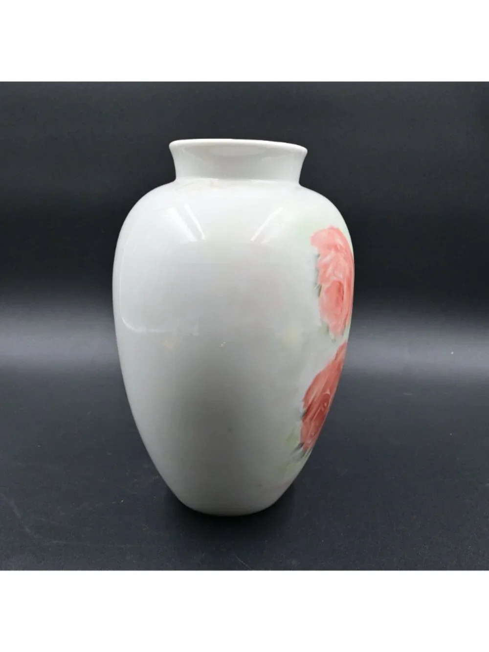 Vintage Porcelain Vase Pink Rose Floral 8